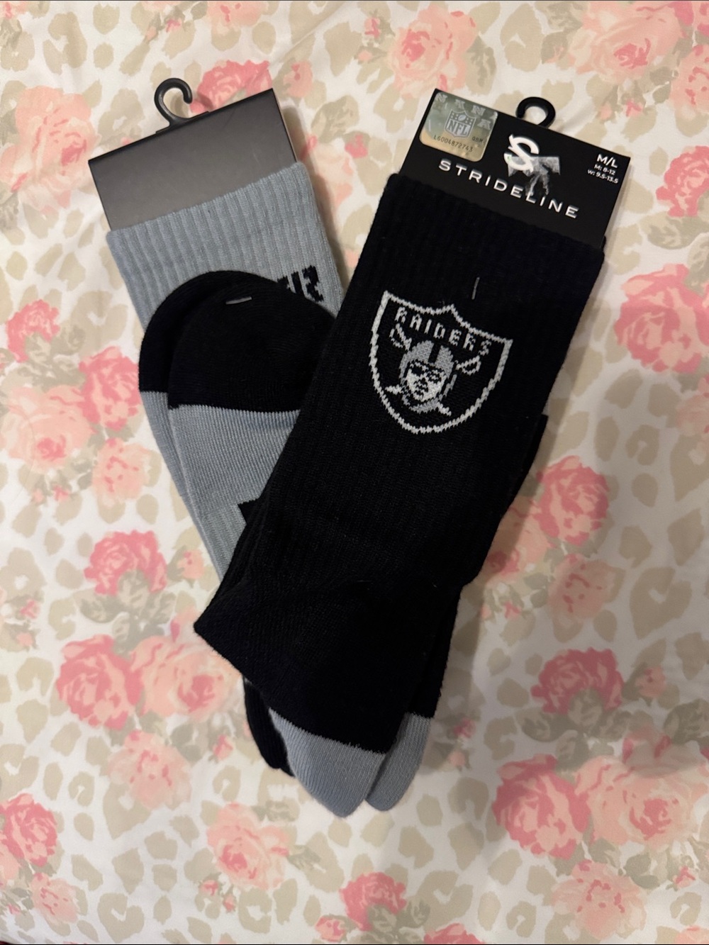 NFL Raiders Black and Gray Crew Athletic Socks